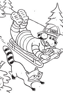 Sparky Sledding Coloring Page